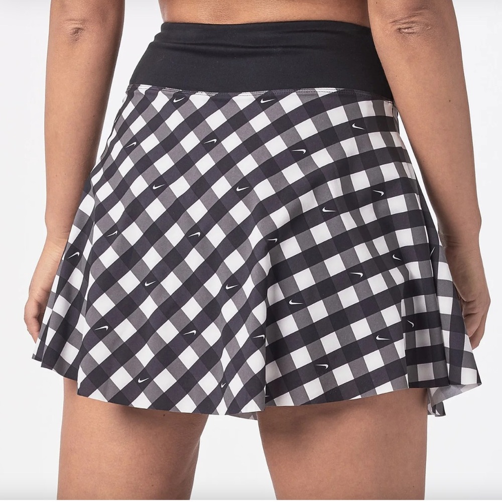 Nike Core Club Printed Tennis Skirt Skort Black White Gingham XL - Picture 3 of 16